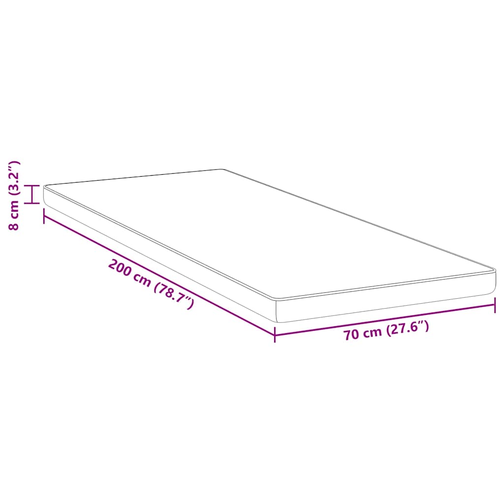 Στρώμα επικάλυψης 70 x 200 cm Πάχος Ζακάρ ύφασμα Λευκό - Pakobazaar