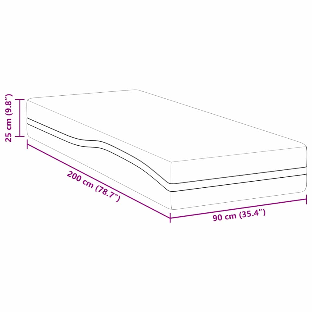 Στρώμα Λευκό και Γκρι 90 x 200 cm Ζακάρ ύφασμα - Pakobazaar