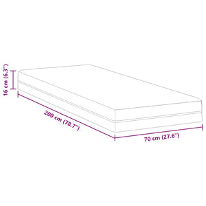 Στρώμα Αφρού Μνήμης Μέτριο 70 x 200 cm Λευκό και Γκρι