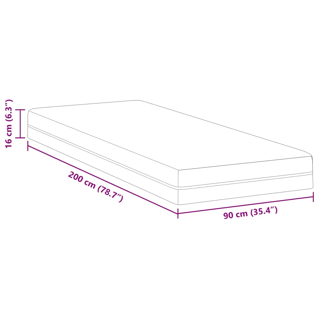 Στρώμα Λευκό και Γκρι 90 x 200 cm Ζακάρ ύφασμα - Pakobazaar