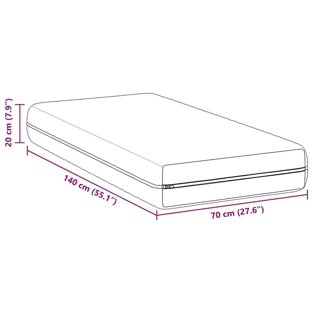 Στρώμα Λευκός 70 x 140 cm Τσέπες ελατηρίων - Pakobazaar