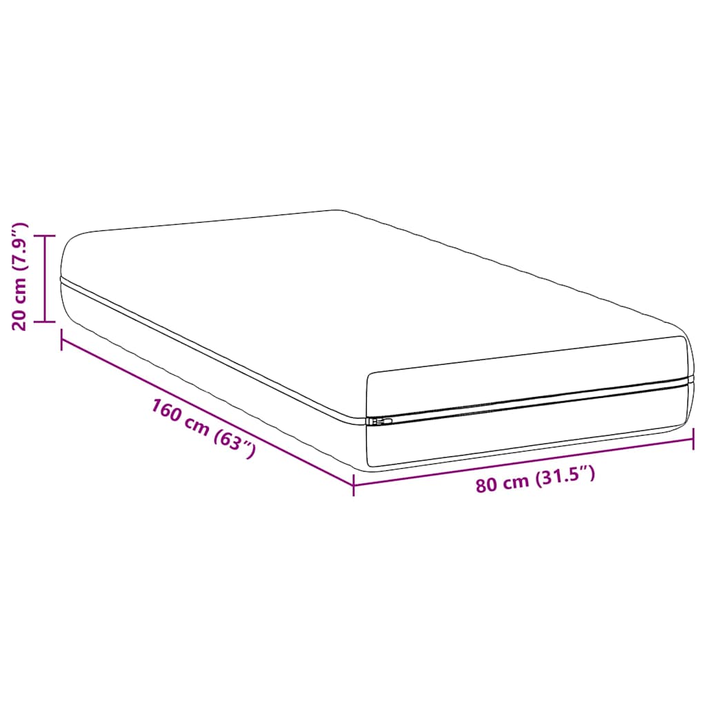Στρώμα Λευκό 80 x 160 cm Τσέπες ελατηρίων - Pakobazaar