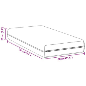 Στρώμα Λευκό 80 x 160 cm Τσέπες ελατηρίων - Pakobazaar