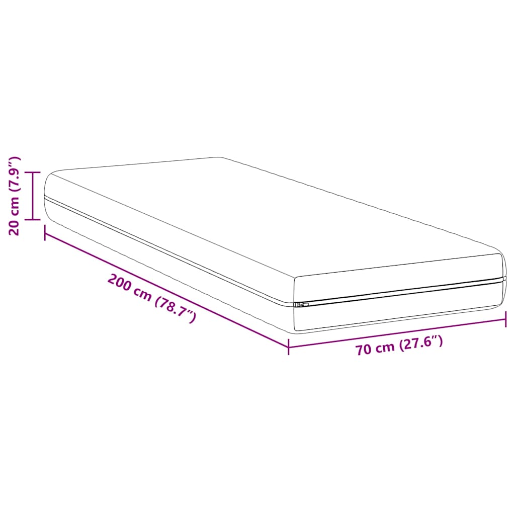 Στρώμα Λευκό 70 x 200 cm Τσέπες ελατηρίων - Pakobazaar