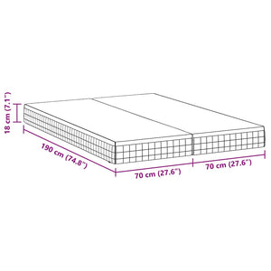 Στρώμα 2 τμχ. Μέτρια μαλακό 70 x 190 cm Λευκό και Γκρι - Pakobazaar