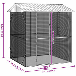 Κλουβί Πουλιών Ανθρακί 215 x 208 x 247 εκ Επικαλυμμένος Χάλυβας - Pakobazaar