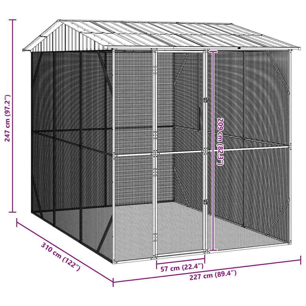 Κλουβί Πουλιών Ανθρακί 227 x 310 x 247 εκ Επικαλυμμένος Χάλυβας - Pakobazaar