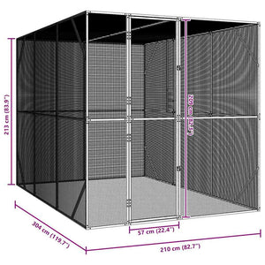 Κλουβί Πουλιών Ανθρακί 210 x 304 x 213 εκ Επικαλυμμένος Χάλυβας