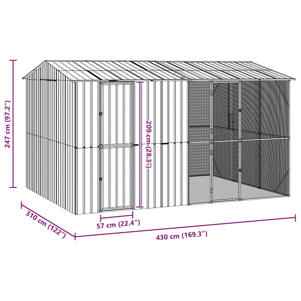 Κλουβί Πουλιών Ανθρακί 430 x 310 x 247 εκ Επικαλυμμένος Χάλυβας - Pakobazaar