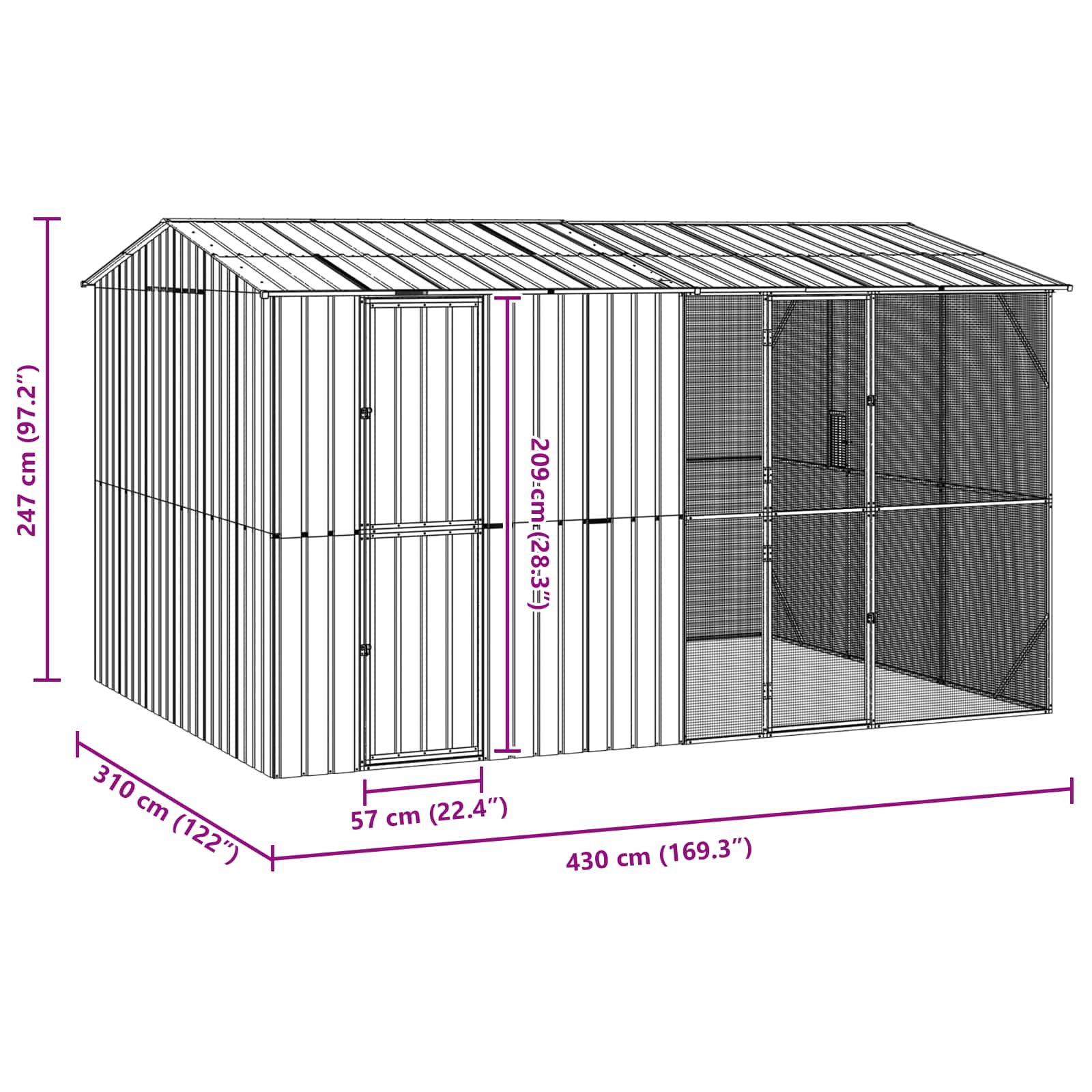 Κλουβί Πουλιών Ανθρακί 430 x 310 x 247 εκ Επικαλυμμένος Χάλυβας - Pakobazaar