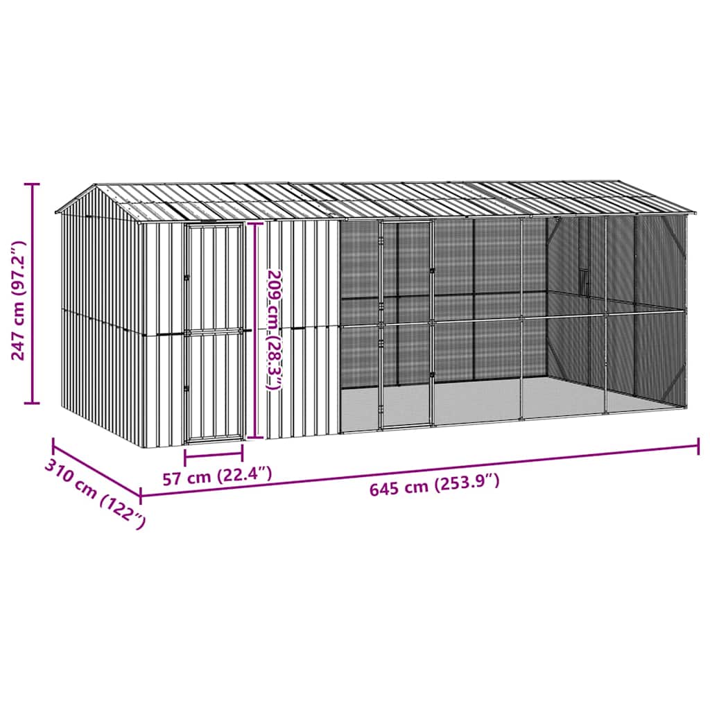 Κλουβί Πουλιών Ανθρακί 645 x 310 x 247 εκ Επικαλυμμένος Χάλυβας