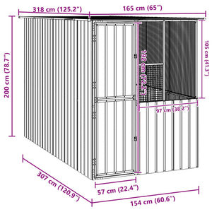 Κλουβί Πουλιών Ανθρακί 165 x 318 x 200 εκ Επικαλυμμένος Χάλυβας