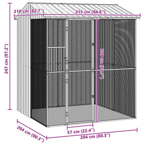 Κλουβί Πουλιών Γκρι 215 x 210 x 247 εκ. Επικαλυμμένος Χάλυβας - Pakobazaar