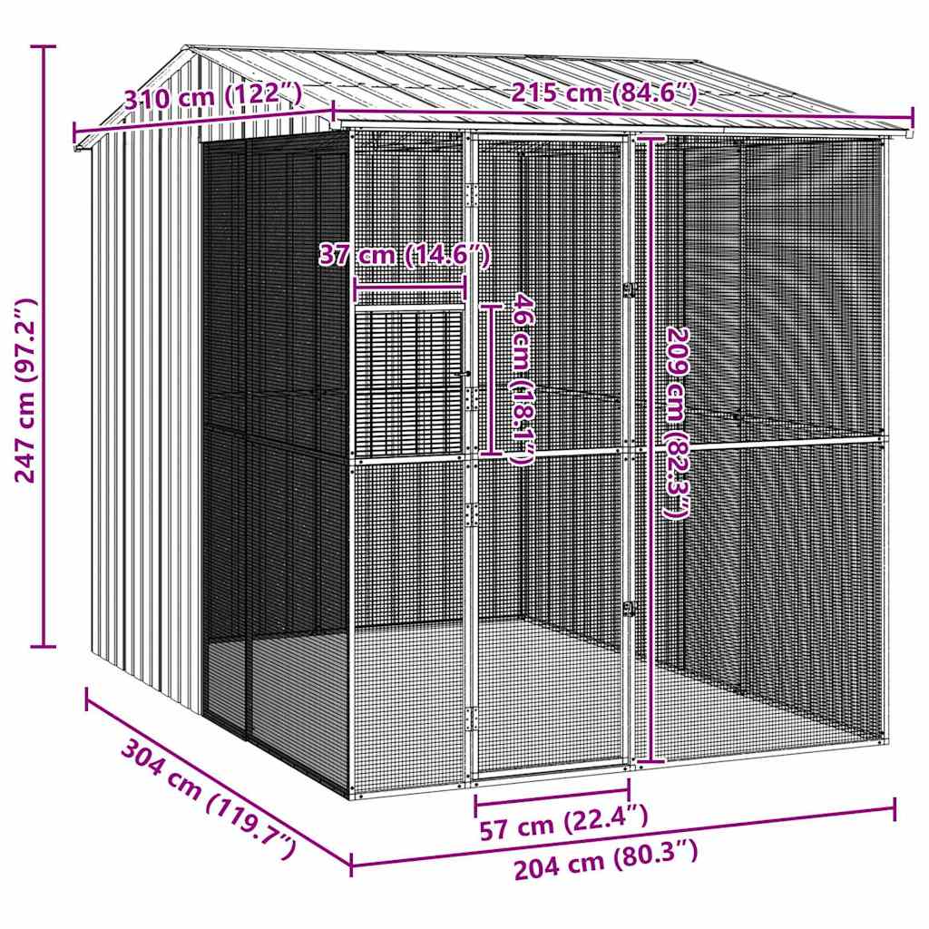 Κλουβί Πουλιών με αποθήκευση Ανθρακί 215 x 310 x 247 εκ. - Pakobazaar