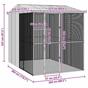 Κλουβί Πουλιών με αποθήκευση Ανθρακί 215 x 310 x 247 εκ.