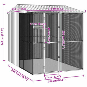 Κλουβί Πουλιών Γκρι 215 x 310 x 247 εκ. Επικαλυμμένος Χάλυβας