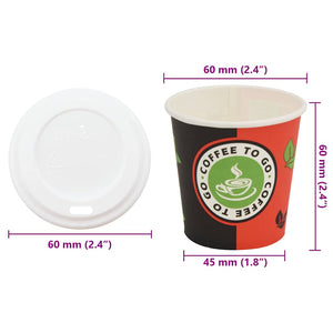 Χάρτινα ποτήρια καφέ με καπάκια 1000 τεμάχια 4oz 120ml - Pakobazaar