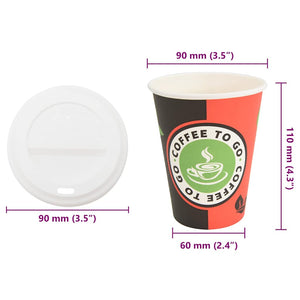 Χάρτινα ποτήρια καφέ με καπάκια 1000 τεμάχια 4oz 100ml