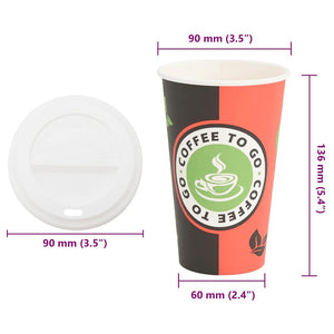 Χάρτινα ποτήρια καφέ με καπάκια 1000 τεμάχια 16oz 400ml
