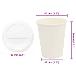 Χάρτινα ποτήρια καφέ με καπάκια 1000 τεμάχια 8oz 200ml