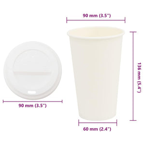 Χάρτινα ποτήρια καφέ με καπάκια 1000 τεμάχια 16oz 400ml - Pakobazaar