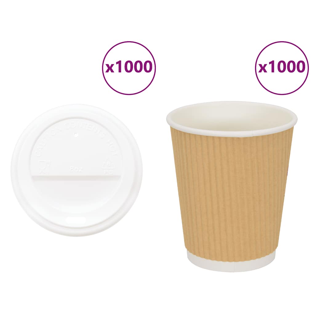 Χάρτινα ποτήρια καφέ με καπάκια 1000 τεμάχια 8oz 200ml - Pakobazaar