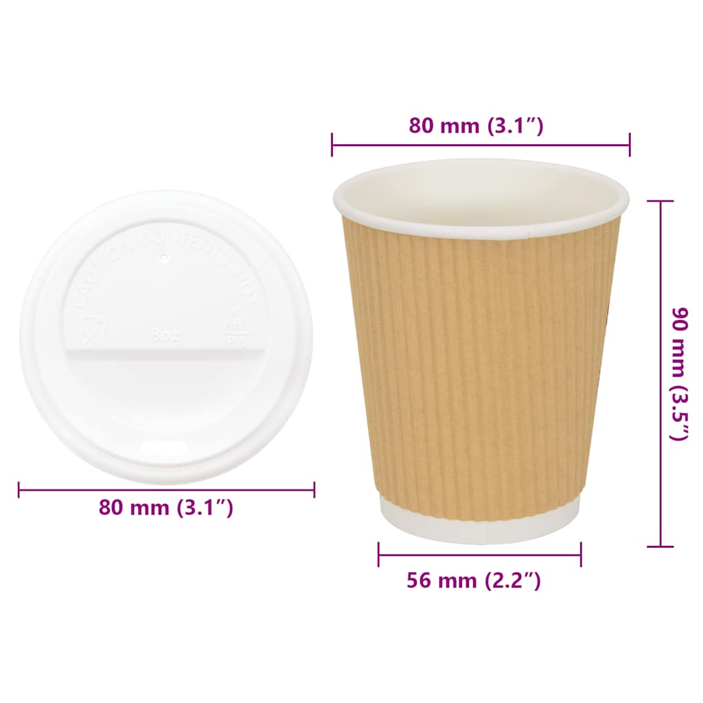 Χάρτινα ποτήρια καφέ με καπάκια 1000 τεμάχια 8oz 200ml - Pakobazaar