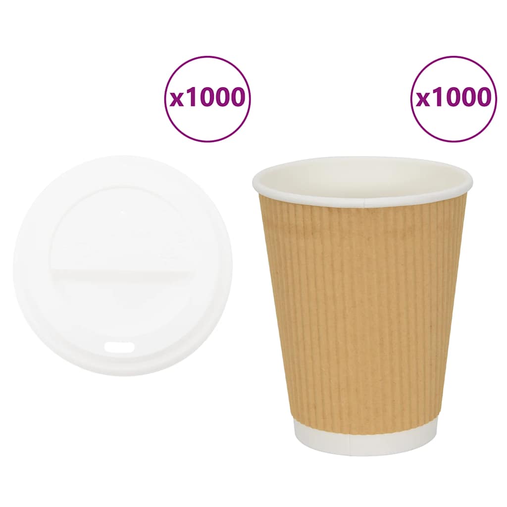 Χάρτινα ποτήρια καφέ με καπάκια 1000 τεμάχια 12oz 300ml - Pakobazaar