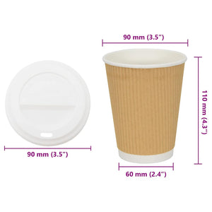 Χάρτινα ποτήρια καφέ με καπάκια 1000 τεμάχια 12oz 300ml - Pakobazaar