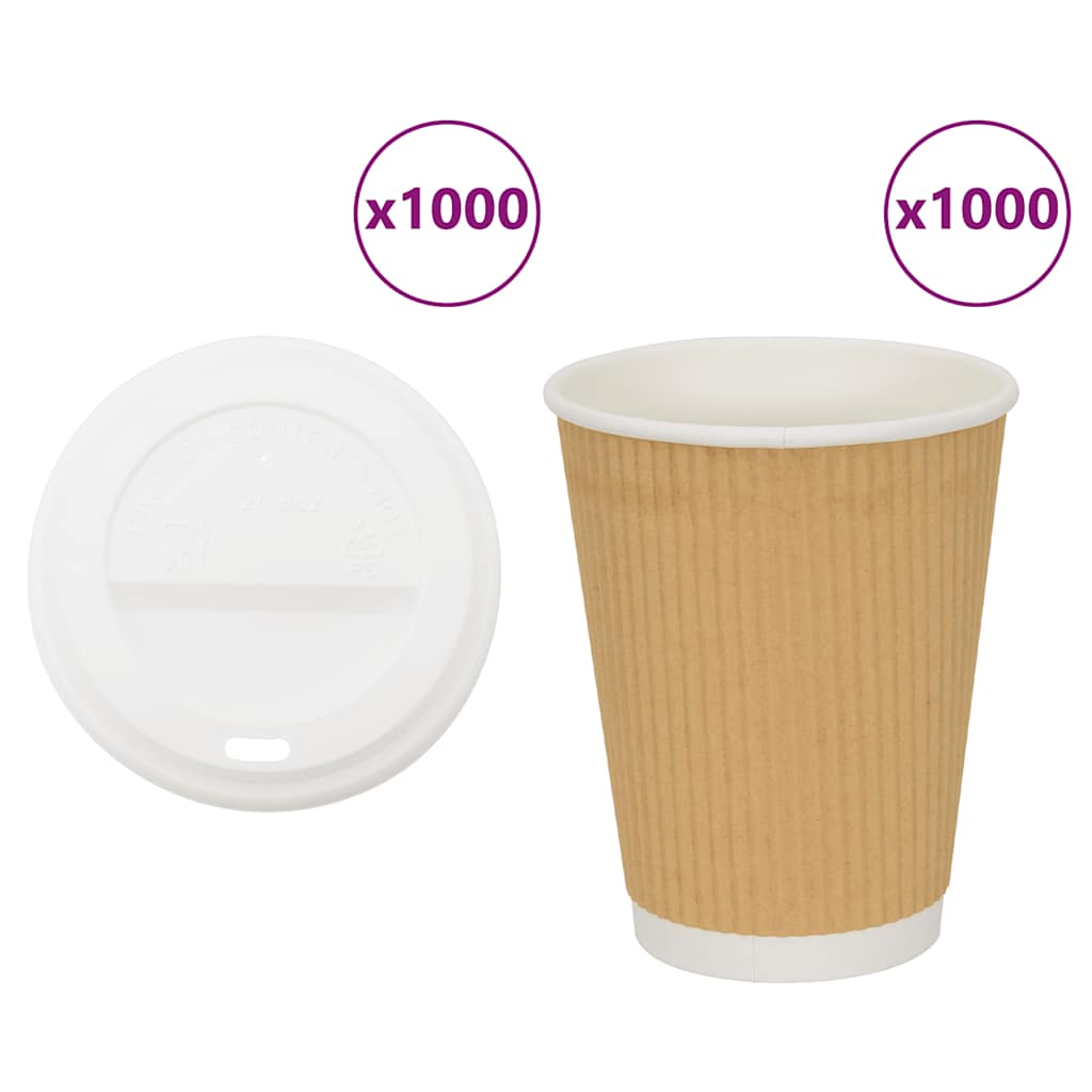 Χάρτινα ποτήρια καφέ με καπάκια 1000 τεμάχια 16oz 400ml - Pakobazaar