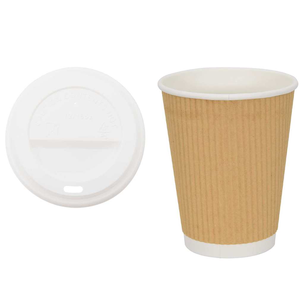 Χάρτινα ποτήρια καφέ με καπάκια 1000 τεμάχια 16oz 400ml - Pakobazaar