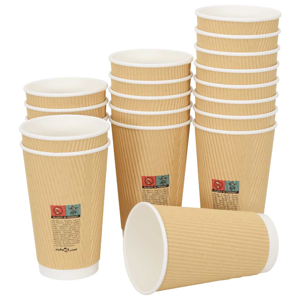 Χάρτινα ποτήρια καφέ με καπάκια 1000 τεμάχια 16oz 400ml - Pakobazaar