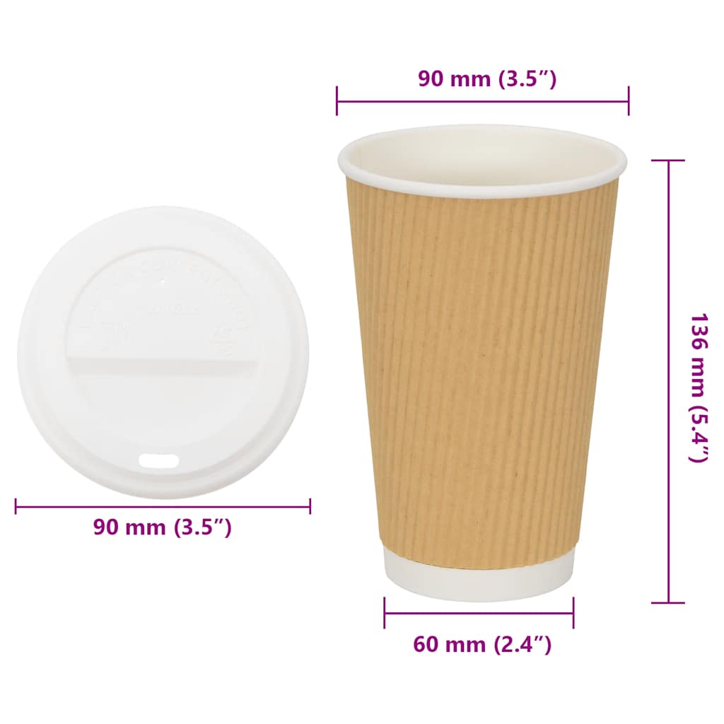 Χάρτινα ποτήρια καφέ με καπάκια 1000 τεμάχια 16oz 400ml - Pakobazaar