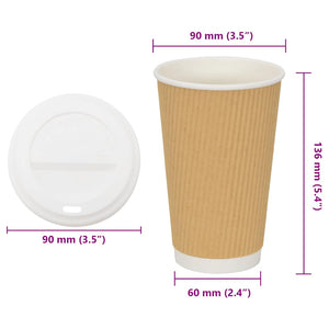 Χάρτινα ποτήρια καφέ με καπάκια 1000 τεμάχια 16oz 400ml - Pakobazaar