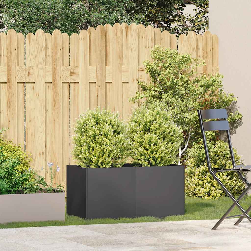 Ζαρντινιέρα Μαύρη 80x40x40 εκ. από Χάλυβα Ψυχρής Έλασης