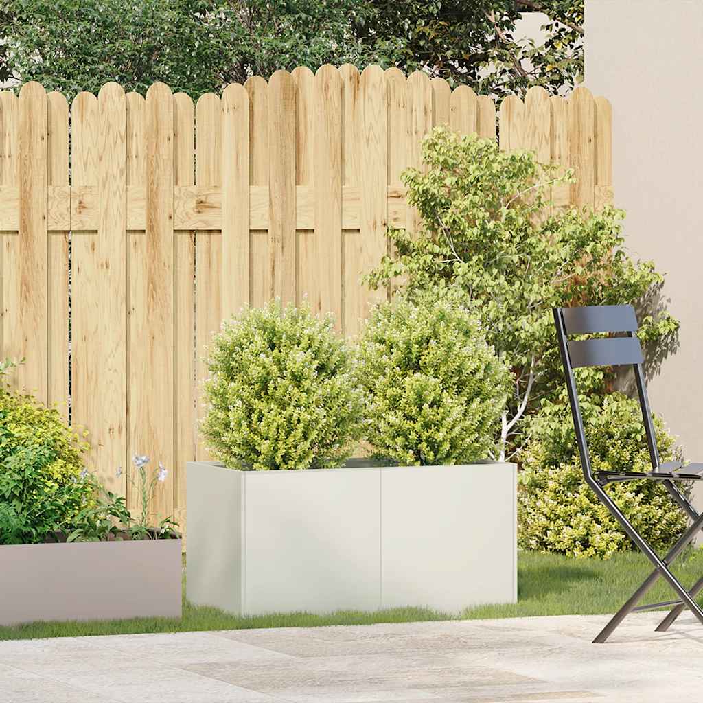 Ζαρντινιέρα Λευκή 80x40x40 εκ. από Χάλυβα Ψυχρής Έλασης