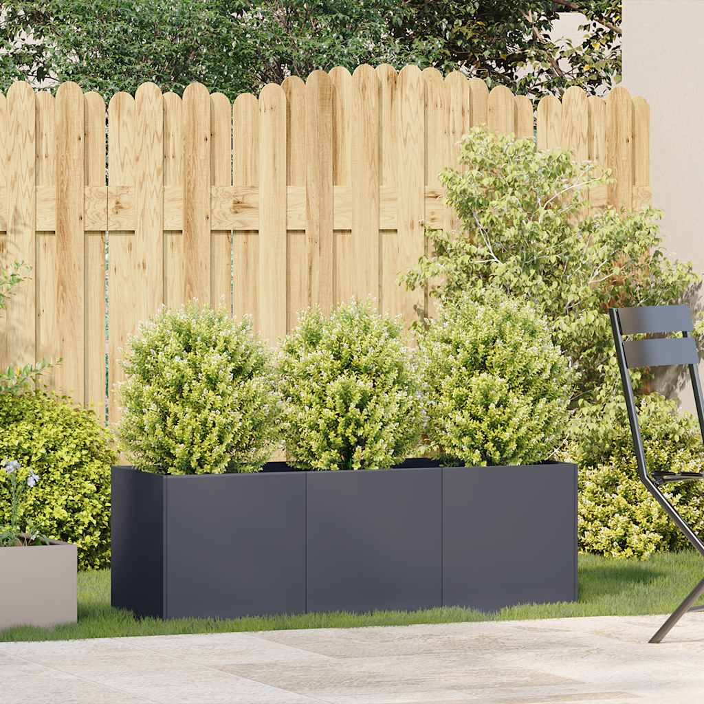 Γλάστρα Ανθρακί 120x40x40 εκ. από Ατσάλι Ψυχρής Έλασης - Pakobazaar