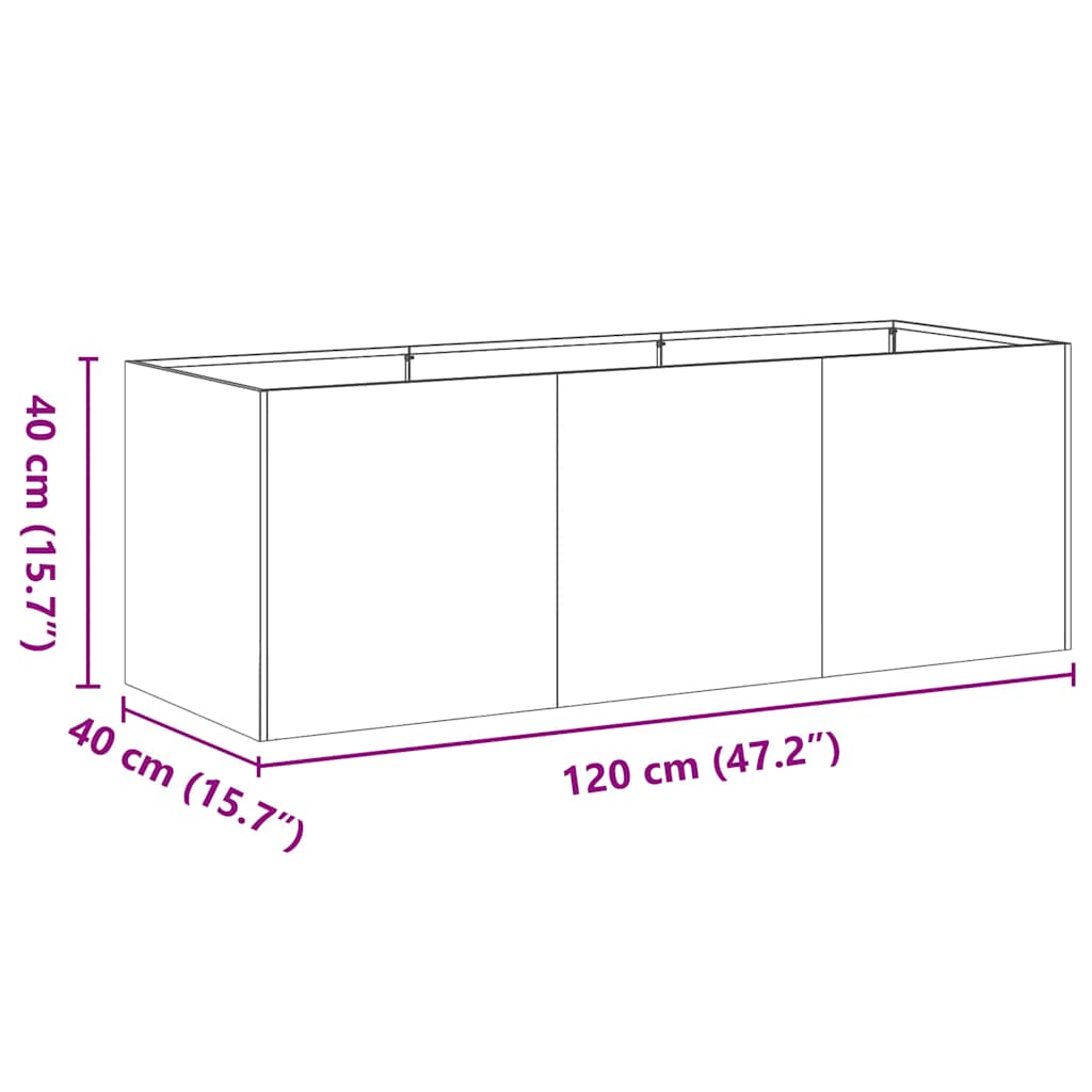 Ζαρντινιέρα 120x40x40 εκ. Ατσάλι Σκληρυθέν στον Αέρα - Pakobazaar