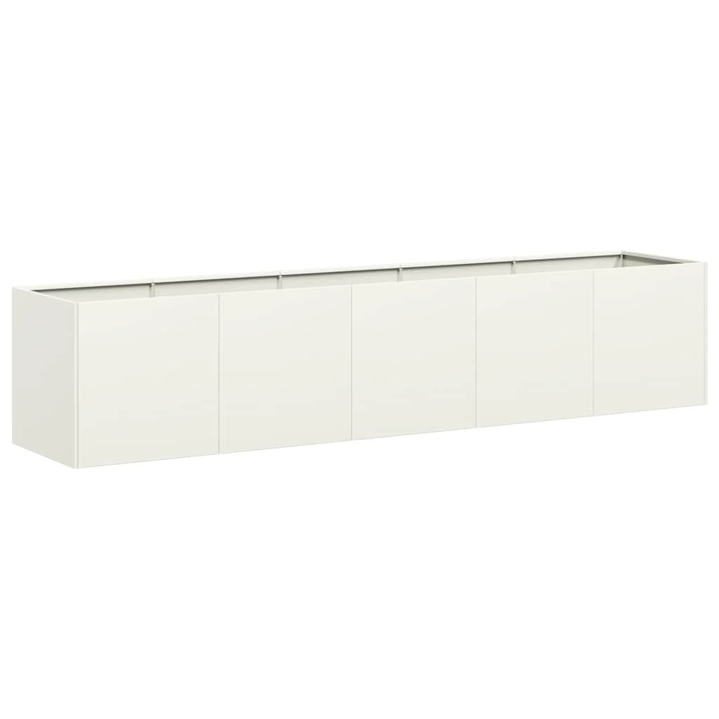 Ζαρντινιέρα Λευκή 200x40x40 εκ. από Χάλυβα Ψυχρής Έλασης