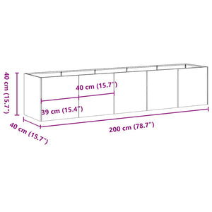 Ζαρντινιέρα Λευκή 200x40x40 εκ. από Χάλυβα Ψυχρής Έλασης