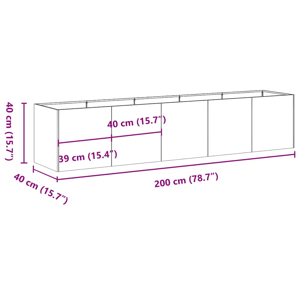 Ζαρντινιέρα 200x40x40 εκ. από Ανοξείδωτο Ατσάλι