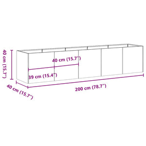 Ζαρντινιέρα 200x40x40 εκ. από Γαλβανισμένο Ατσάλι