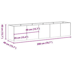 Ζαρντινιέρα 200x40x40 εκ. Ατσάλι Σκληρυθέν στον Αέρα - Pakobazaar