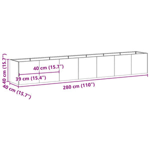 Ζαρντινιέρα Λευκή 280x40x40 εκ. από Χάλυβα Ψυχρής Έλασης