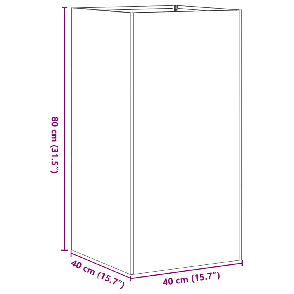Ζαρντινιέρα Λαδί 40x40x80 εκ. από Χάλυβα Ψυχρής Έλασης