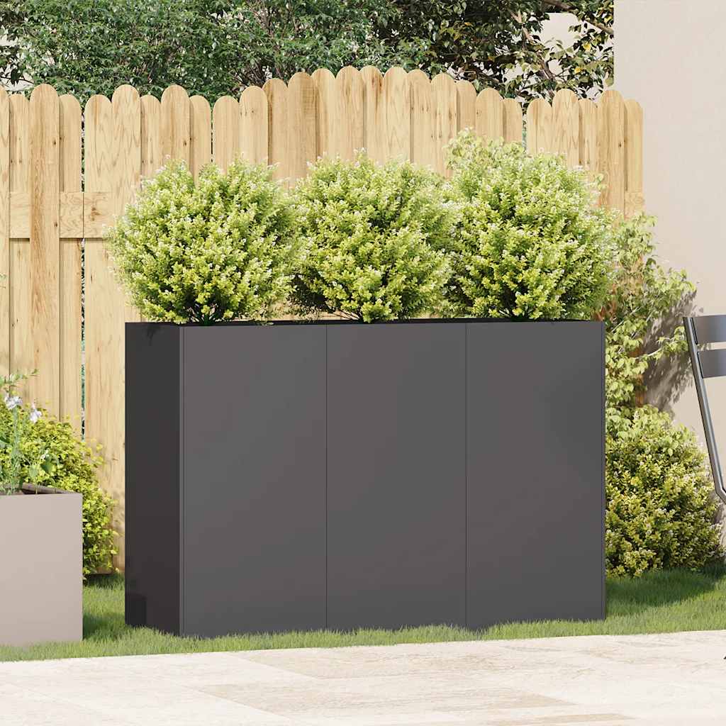 Ζαρντινιέρα Μαύρη 120x40x80 εκ. από Χάλυβα Ψυχρής Έλασης - Pakobazaar