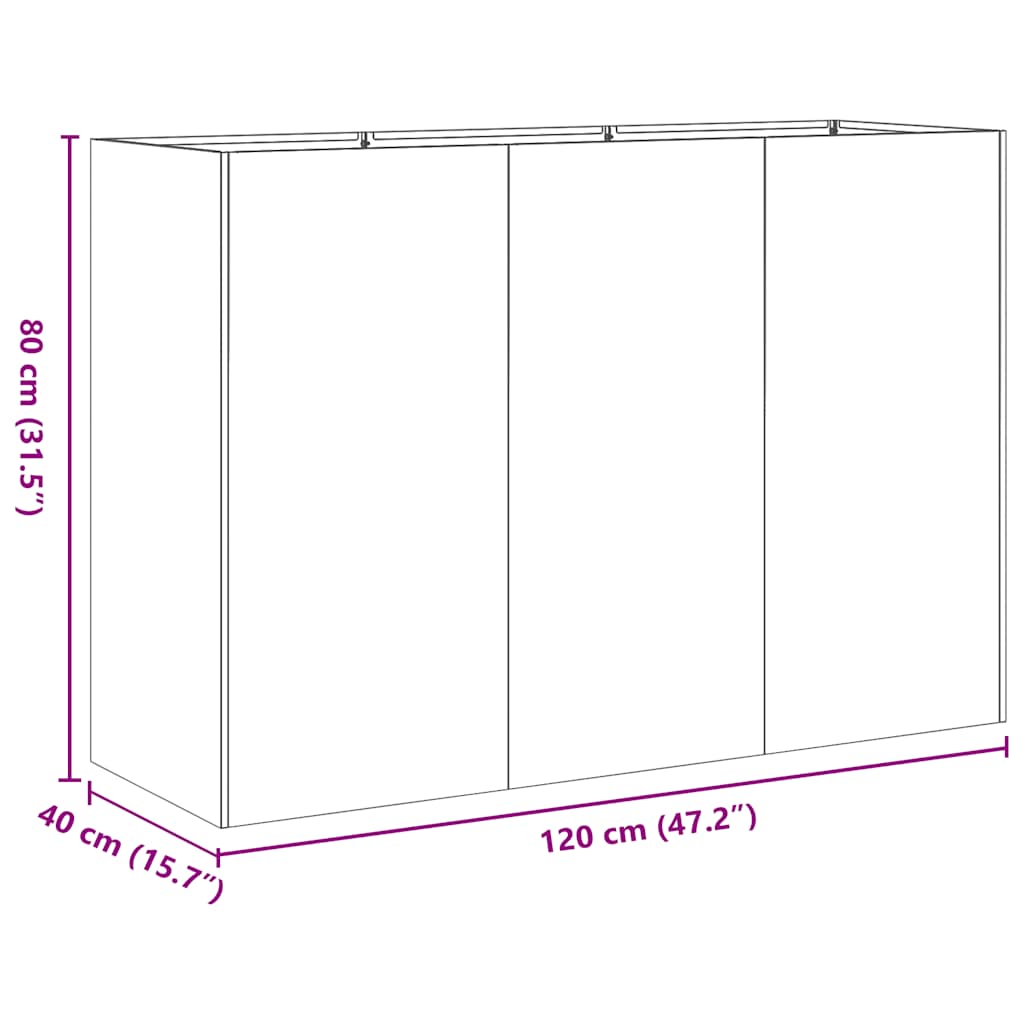 Ζαρντινιέρα Μαύρη 120x40x80 εκ. από Χάλυβα Ψυχρής Έλασης - Pakobazaar