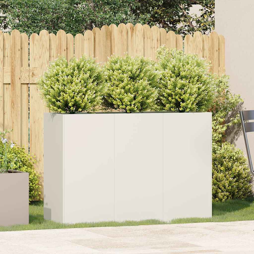 Ζαρντινιέρα Λευκή 120x40x80 εκ. από Χάλυβα Ψυχρής Έλασης - Pakobazaar