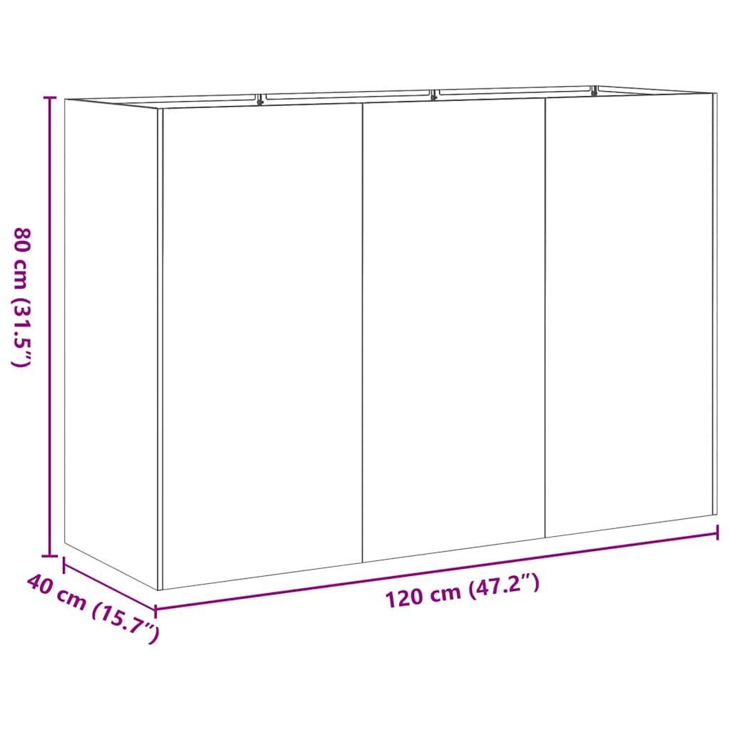 Ζαρντινιέρα Λαδί 120x40x80 εκ. από Χάλυβα Ψυχρής Έλασης