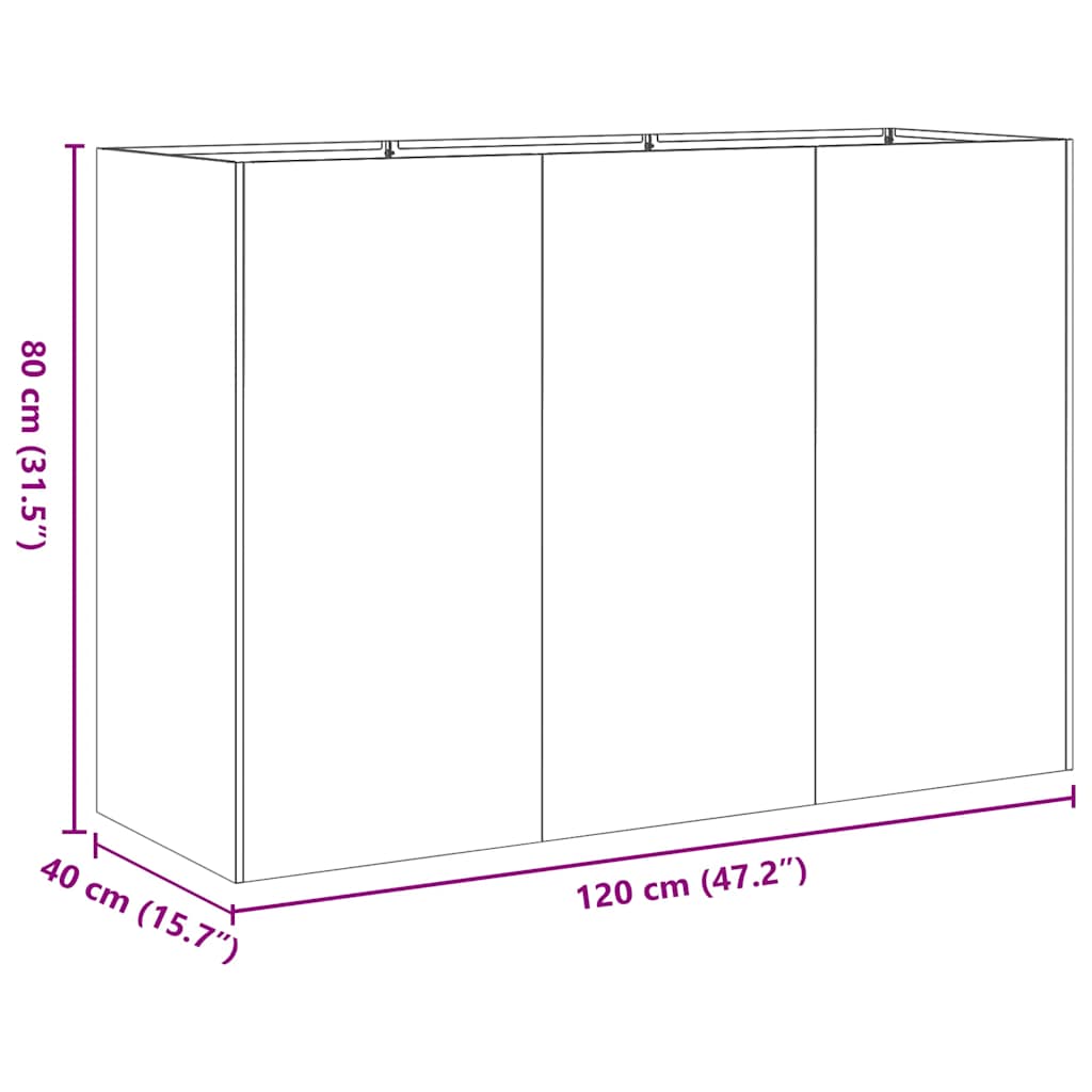 Ζαρντινιέρα 120x40x80 εκ. από Ανοξείδωτο Ατσάλι